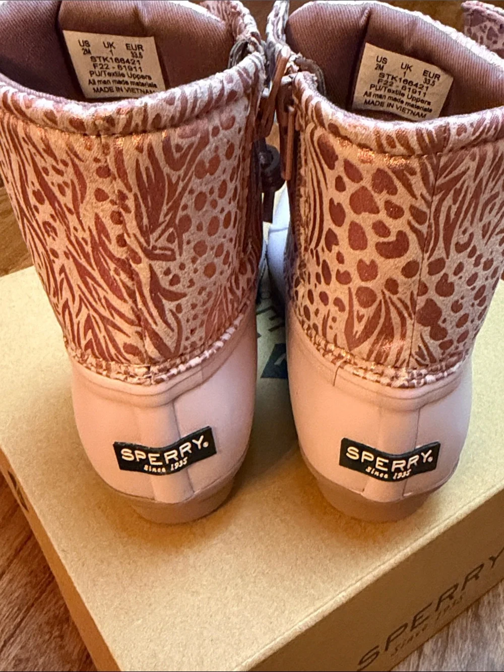 Girls Sperry Saltwater/Elderberry Duck Boots with Metallic Accents